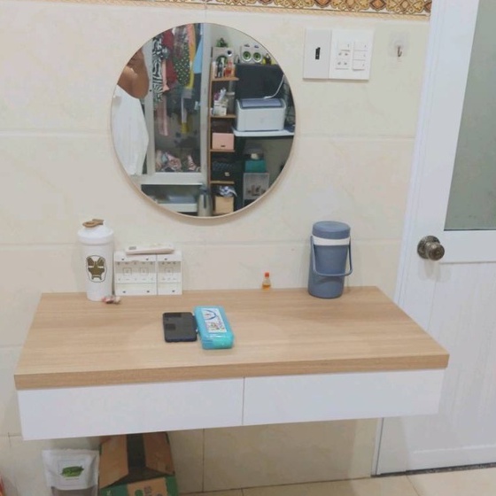 Gương treo tường trang trí KantoHome- Gương tròn decor full phụ kiện treo nhà tắm, bàn trang điểm