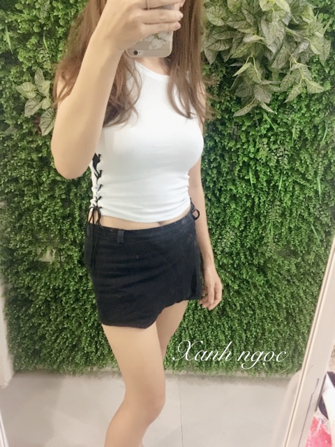 Áo Croptop Đan Dây Eo (Kèm Ảnh Thật)