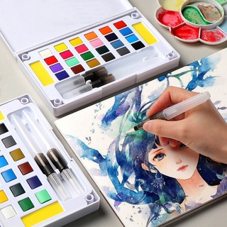 Màu Nước Solid Water Color Cao Cấp 12/18/24/36 màu tặng cọ vẽ