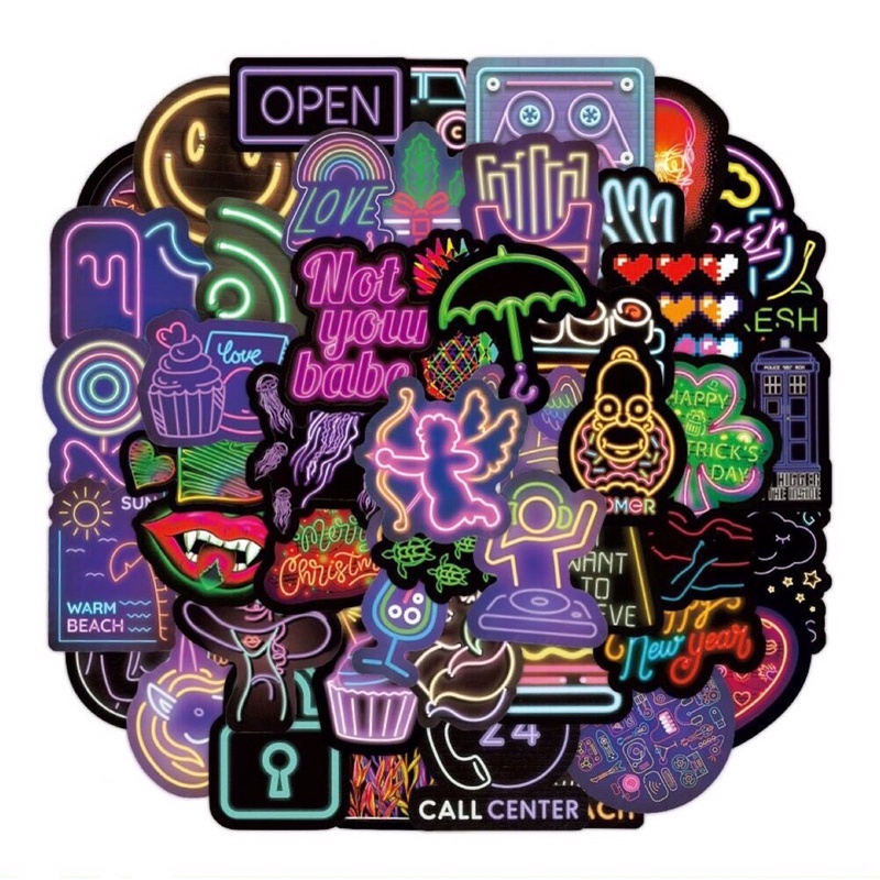 | Một Miếng Dán Sticker Led Neon Siêu Đẹp Dùng Decor Laptop,Đàn Guita,Vở,Cốc...