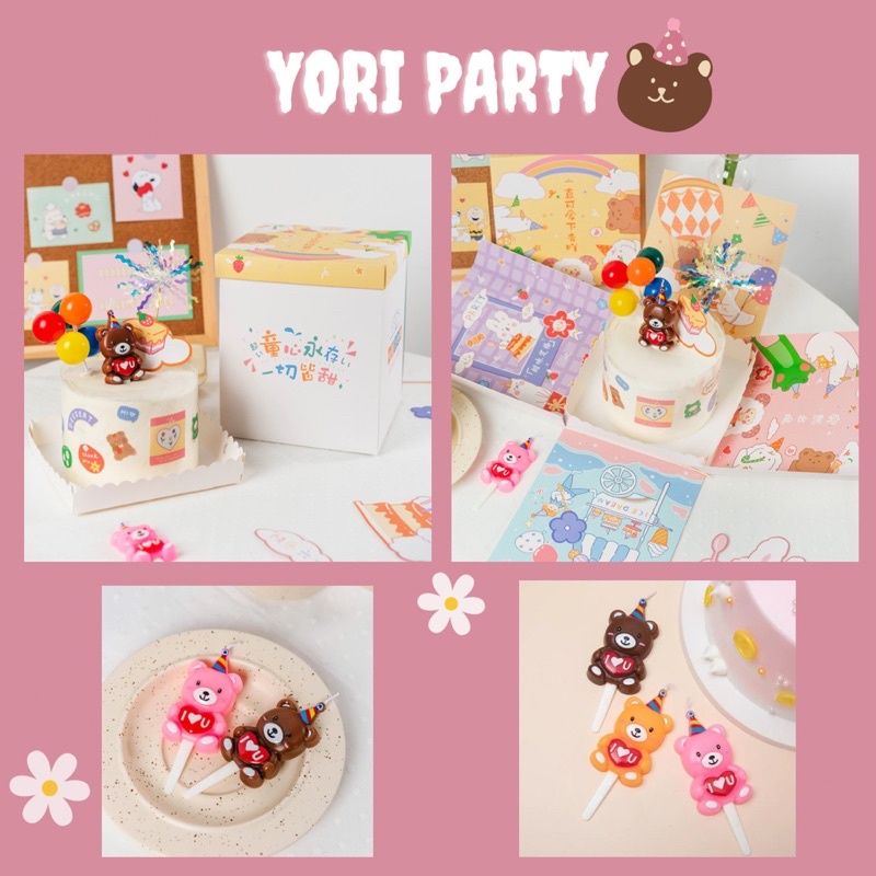 Nến Gấu I Love You Trang Trí Bánh Kem Nghộ Nghĩnh - Yori Party