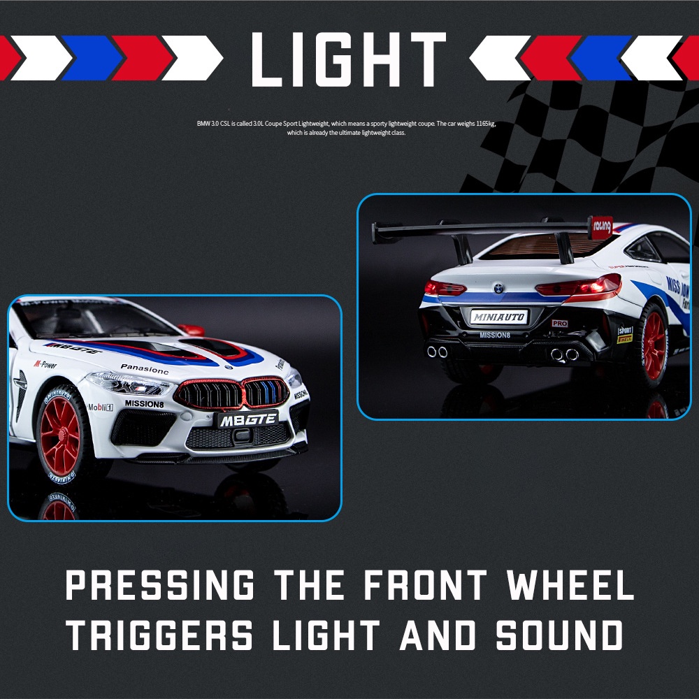 Mô Hình Xe Hơi BMW M8 GTE Bằng Hợp Kim Tỉ Lệ 1: 24