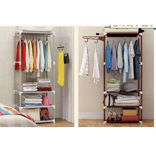 Kệ Treo Quần Áo 4 Tầng 3 Ngăn/ Giá Treo Quần Áo
