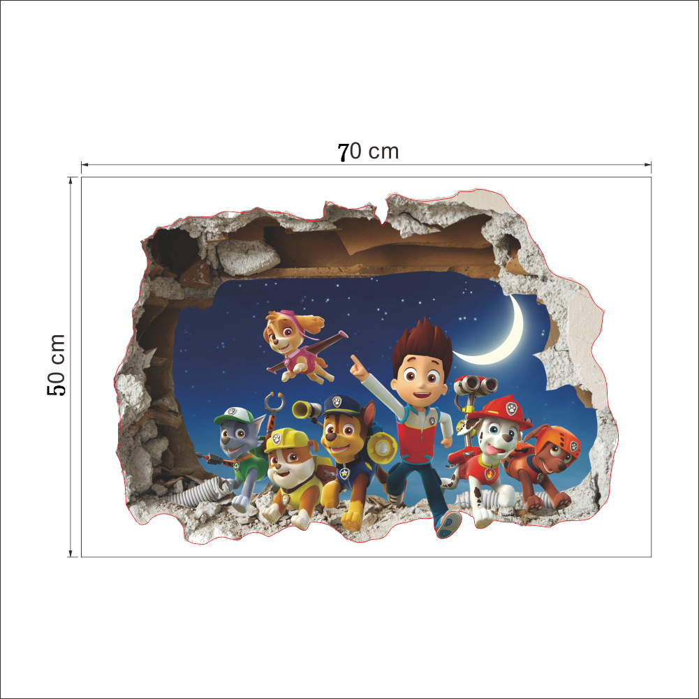 MARSHALL Giấy Dán Tường 3d Hình Nhân Vật Hoạt Hình Paw Patrol