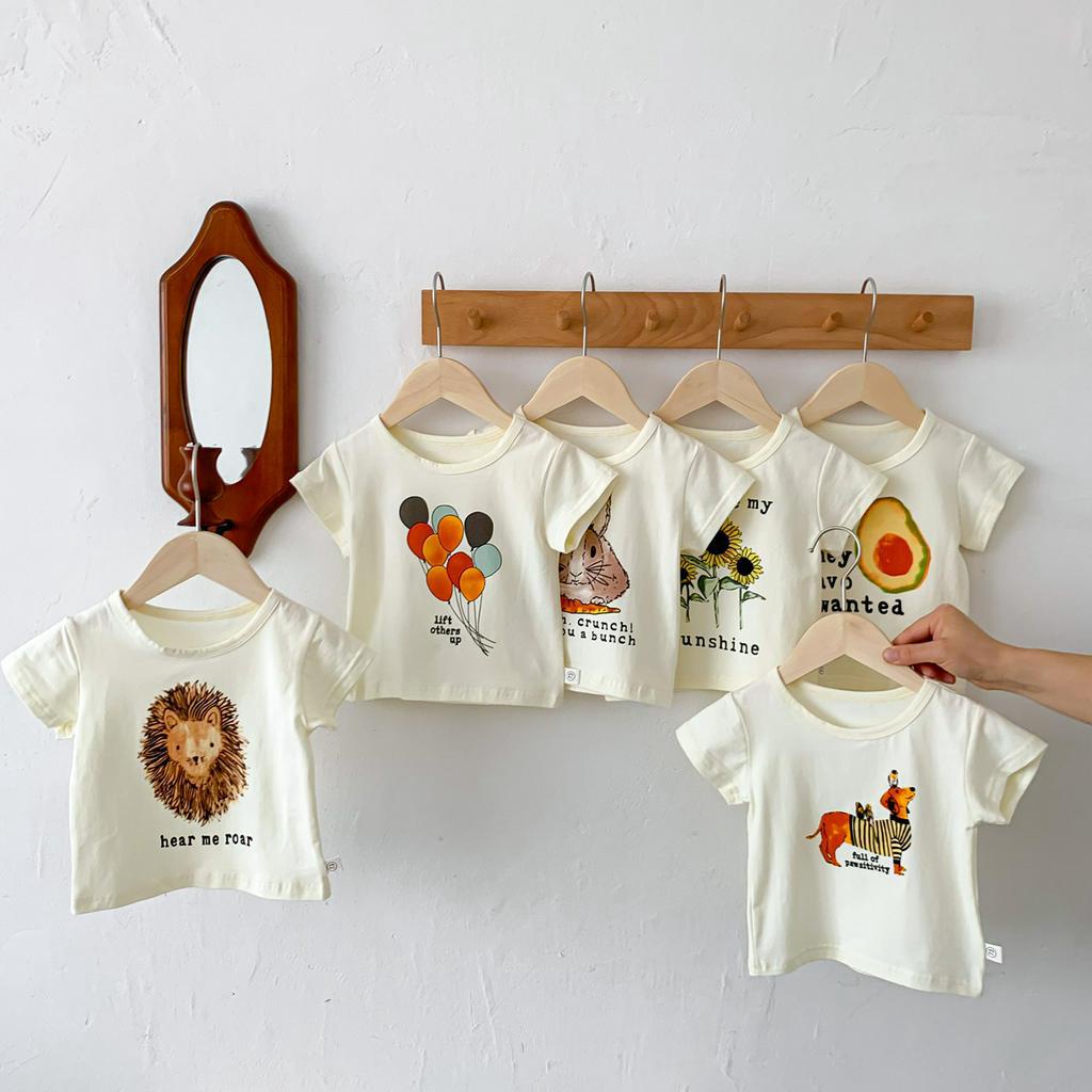 Áo Thun Mỏng Mùa Hè Tay Cộc In Họa Tiết Hoạt Hình Dễ Thương Đa Ứng Dụng Cho Bé Trai Và Bé Gái