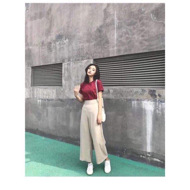 Quần ống rộng khoá sườn dáng dài mặc cực kì sang chảnh, quần culottes | BigBuy360 - bigbuy360.vn