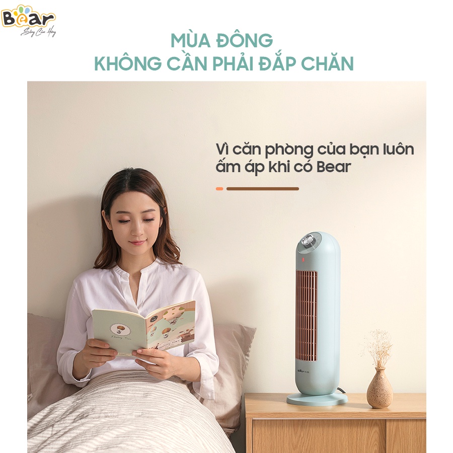 Máy sưởi gốm, Quạt sưởi Bear DNQ-C20B1 ấm nhanh, không ồn, không gây khô da phù hợp cho phòng ngủ, phòng khách