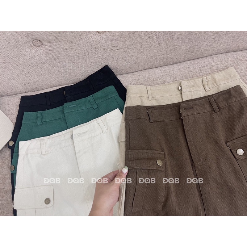 Chân váy thô kaki túi nắp hàng QC