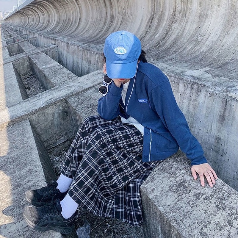 Chân Váy Chữ A Lưng Cao Họa Tiết Sọc Caro Phong Cách Retro Thời Trang Thu Đông Cho Nữ