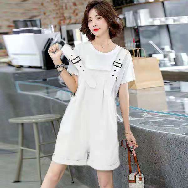 Set áo thun ngắn tay + quần yếm phong cách thời trang cho nữ ，yếm bigsize nữ 100kg，Quần yếm đùi cho bầu，Yếm váy có size，set ulzzang，Váy Bigsize Nữ,Váy Yếm Chữ A bigsize，quần yếm bigsize，quần yếm nữ