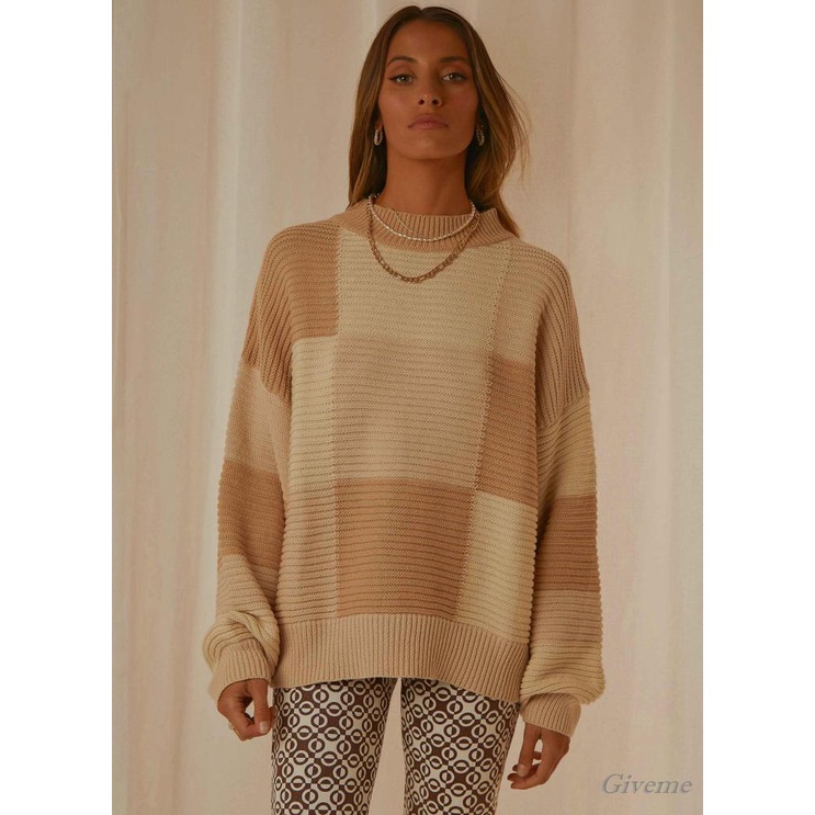 Áo Sweater Dệt Kim Tay Dài Cổ Tròn Màu Sắc Thời Trang Xuân Thu Cho Nữ