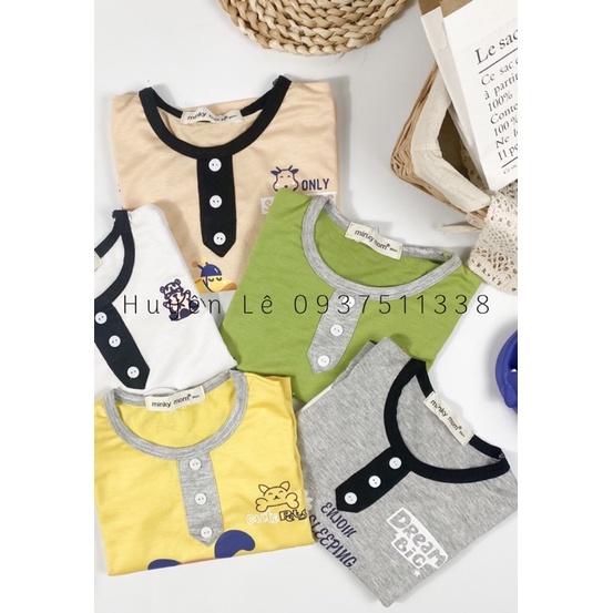 Bộ Dày Tay MINKY MOM cổ nút in hình dễ thương -TH102