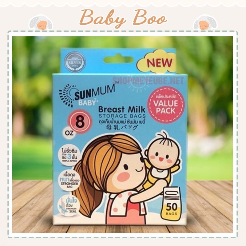 Túi trữ sữa Sunmum Thái Lan 250ml - Hộp 50 túi [ babyboo]