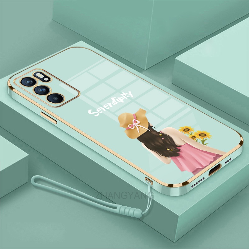 ốp lưng oppo reno 6 4g reno 6 5g reno 6z 5g Ốp Điện Thoại TPU Silicon Viền Mạ Màu Hình Cô Gái Xinh Đẹp Cho oppo reno 6 4g reno 6 5g reno 6z 5g