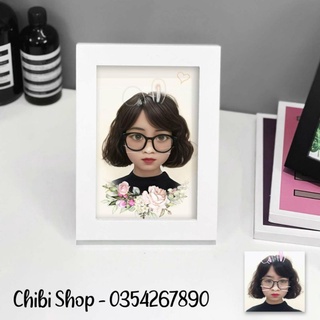 Tranh vẽ chibi quà tặng theo yêu cầu (kèm khung ảnh - tranh vẽ máy)