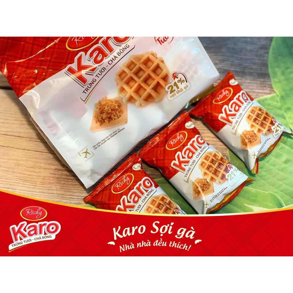 BÁNH TRỨNG CHÀ BÔNG THỊT GÀ TƯƠI KARO - TÚI 6 CÁI
