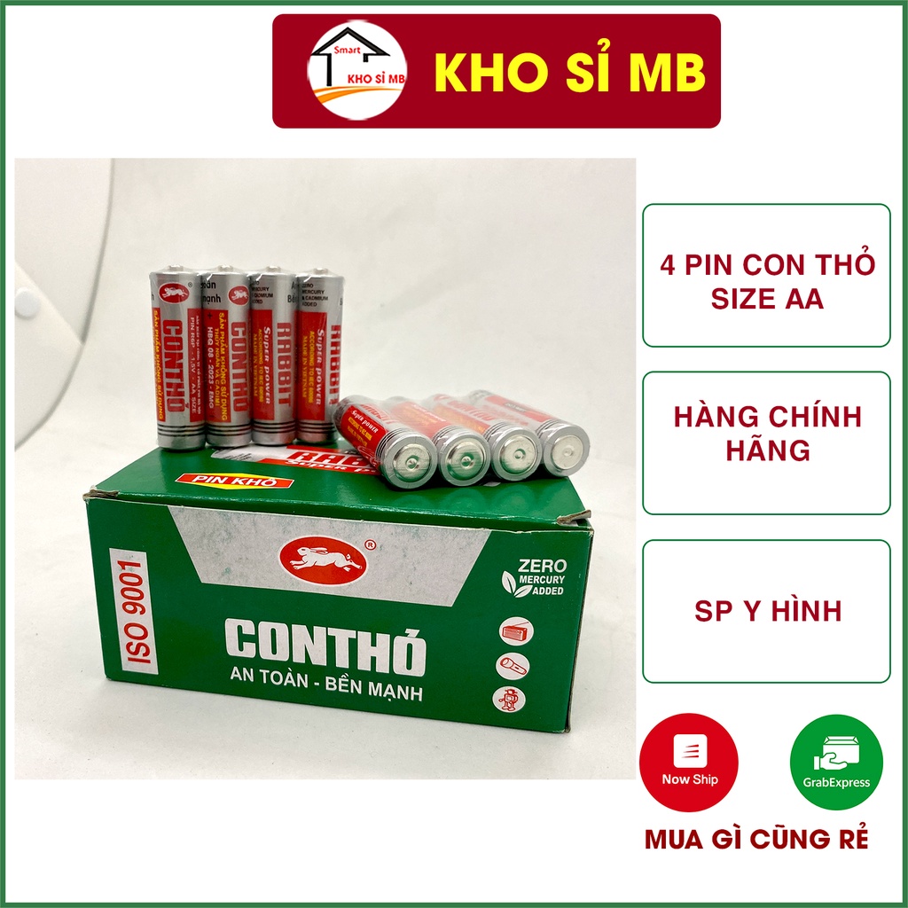 set 4 viên pin con thỏ size AA , pin rabbit kho sỉ mb