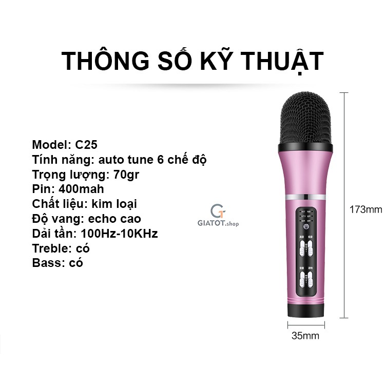 Mic C25 livestream thu âm cao cấp đa năng ❤️ Tích hợp bluetooth ❤️ Thiết bị chính hãng, chất âm cực hay