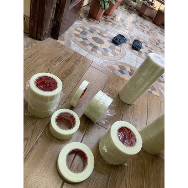 combo 5cuộn băng dính sợi thuỷ tinh chịu lực khổ 2,5cm và 5cm x 45m