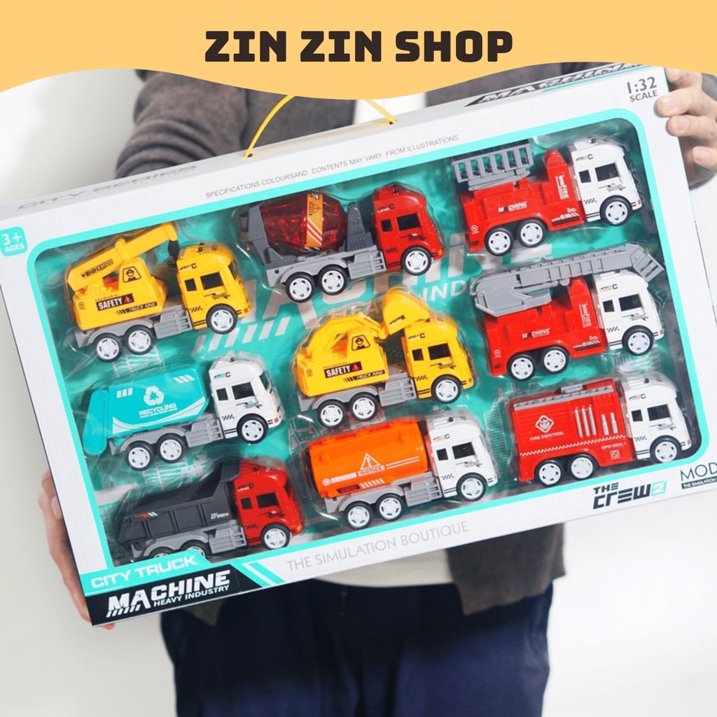 Combo đồ chơi 9 xe ô tô mô hình đủ loại cho trẻ em đóng hộp đẹp thích hợp làm quà tặng cho bé