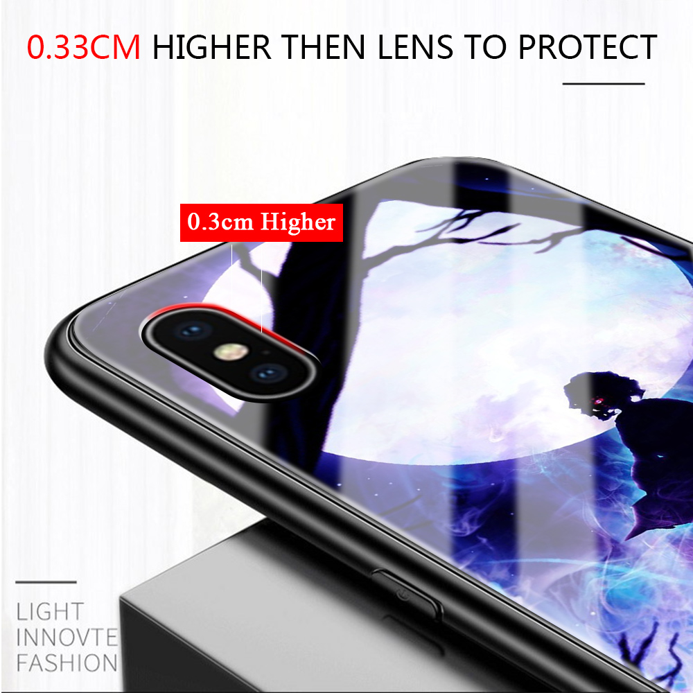 Ốp Điện Thoại Kính Cường Lực In Hình Anime Demon Slayer Cho iPhone XS Max XR 8 7 6 6S Plus X 5 5S