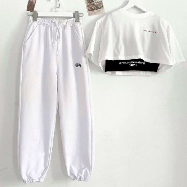 Set Áo Croptop 1974 + Quần Spun