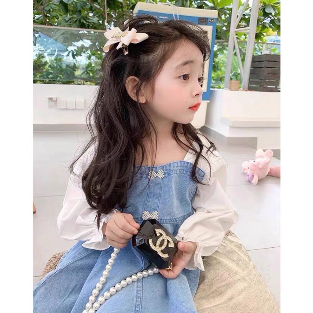 Váy Jean dáng xòe dài tay cho bé gái 8-20kg