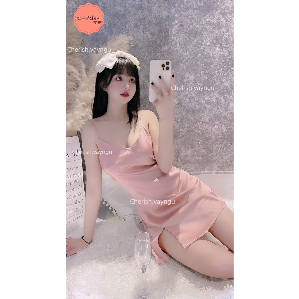 (M. 120) Váy ngủ sexy lụa cao cấp kiểu basic Đầm mặc nhà gợi cảm quyến rũ