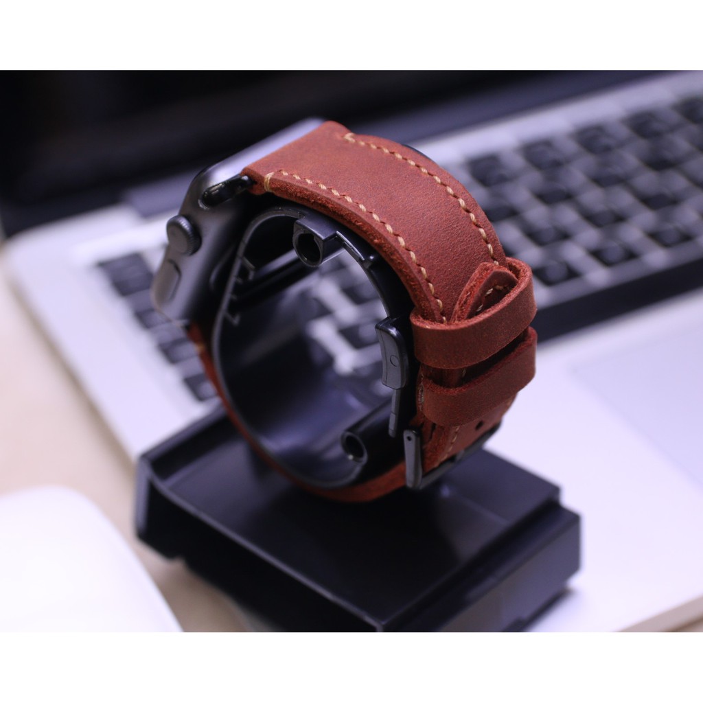 Dây đeo thay thế Apple Watch da bò sáp Xanh Navy handmade