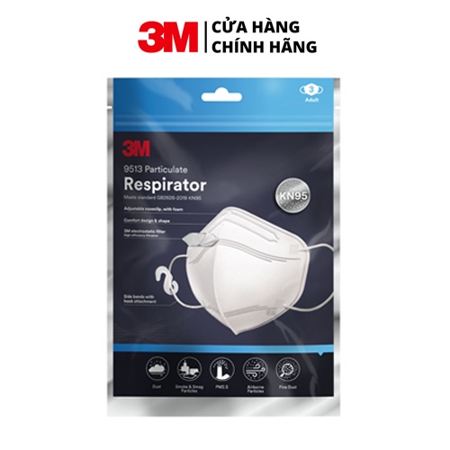 Khẩu trang chống bụi- kháng khuẩn 3M 9513 KN95