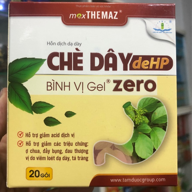 CHÈ DÂY DEHP BÌNH VỊ GEL ZERO, 20 gói, Giảm acid dịch vị, ợ chua, đầy bụng, đau thượng vị do viêm loét dạ dày, tá tràng