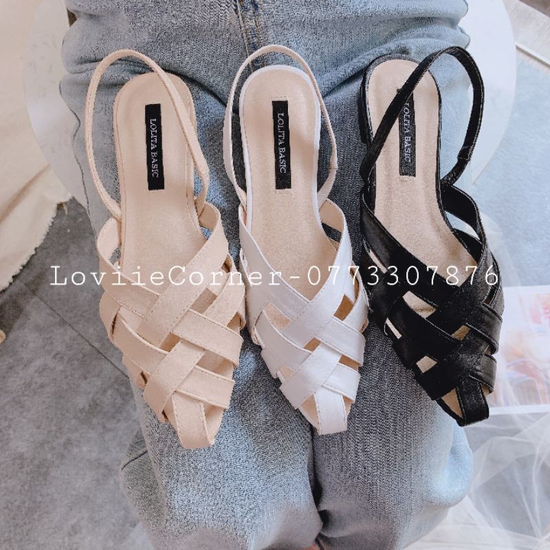 GIÀY SANDAL NỮ LOVIIECORNER - SANDAL NỮ ĐẾ BỆT CHIẾN BINH - GIÀY SANDAL MŨI NHỌN ĐAN RỌ - SỤC NỮ MŨI NHỌN - S200719