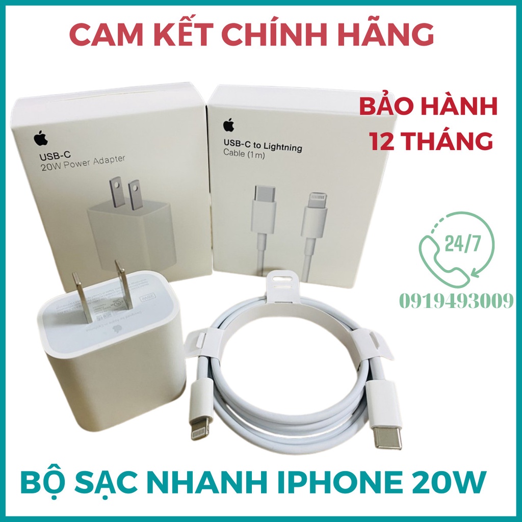 Bộ củ Sạc Nhanh chính hãng 20W cho IP 11/12/13 các dòng CAM KẾT CHÍNH HÃNG 100% BH 12 THÁNG