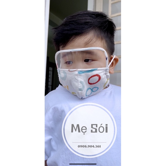Khẩu Trang Mặt Kính Vải Xô Cho Bé Sói Cá Hý