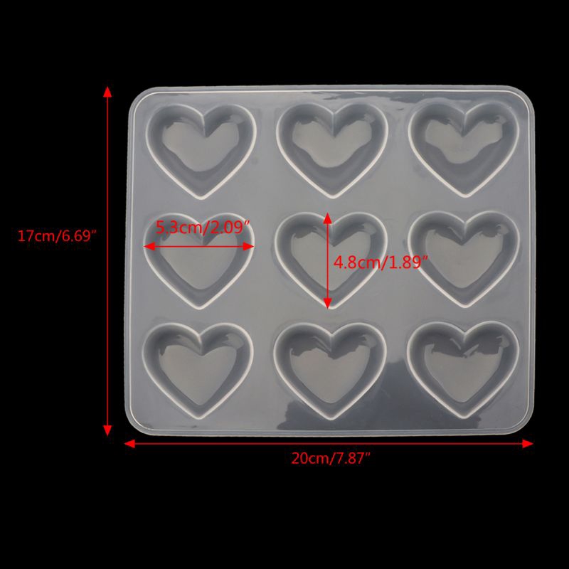 ❀AUTU 9 Cup Heart  Silicone Mould Baking Cupcake Resin Jewelry Mold