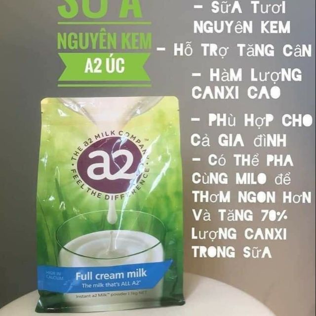Sữa tươi Úc dạng bột nguyên kem/tách kem A2 milk powder 1kg
