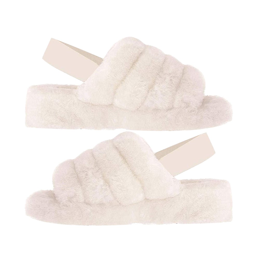 ♉Gd Fashion Women Faux Fur Elastic Band Anti Slip Platform Sandals Open Toe Slippers_part3