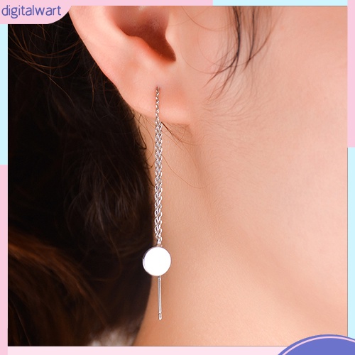 Đôi khuyên tai dài phối mặt tròn thời trang cho nữ