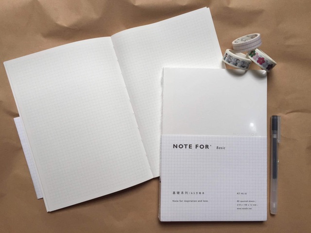 Sổ Note For Basic - Grid Notebook Bìa Trắng - Sổ Grid Ô Vuông 100gsm - Sổ làm Bullet Journal