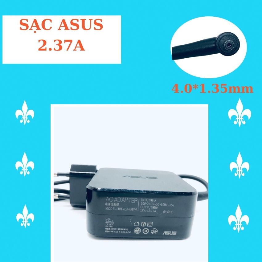 Sạc laptop asus 2,37a chân nhỏ 4.0*1.35 savintech, sạc máy tính asus zin cao cấp bảo hành 12 tháng