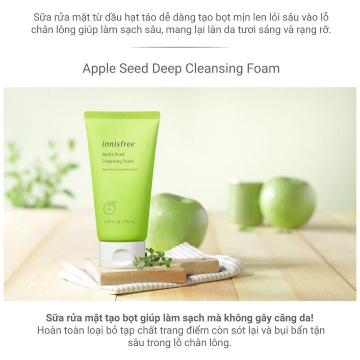 Sữa Rửa Mặt Innisfree Apple Seed Soft Cleansing Foam 150g