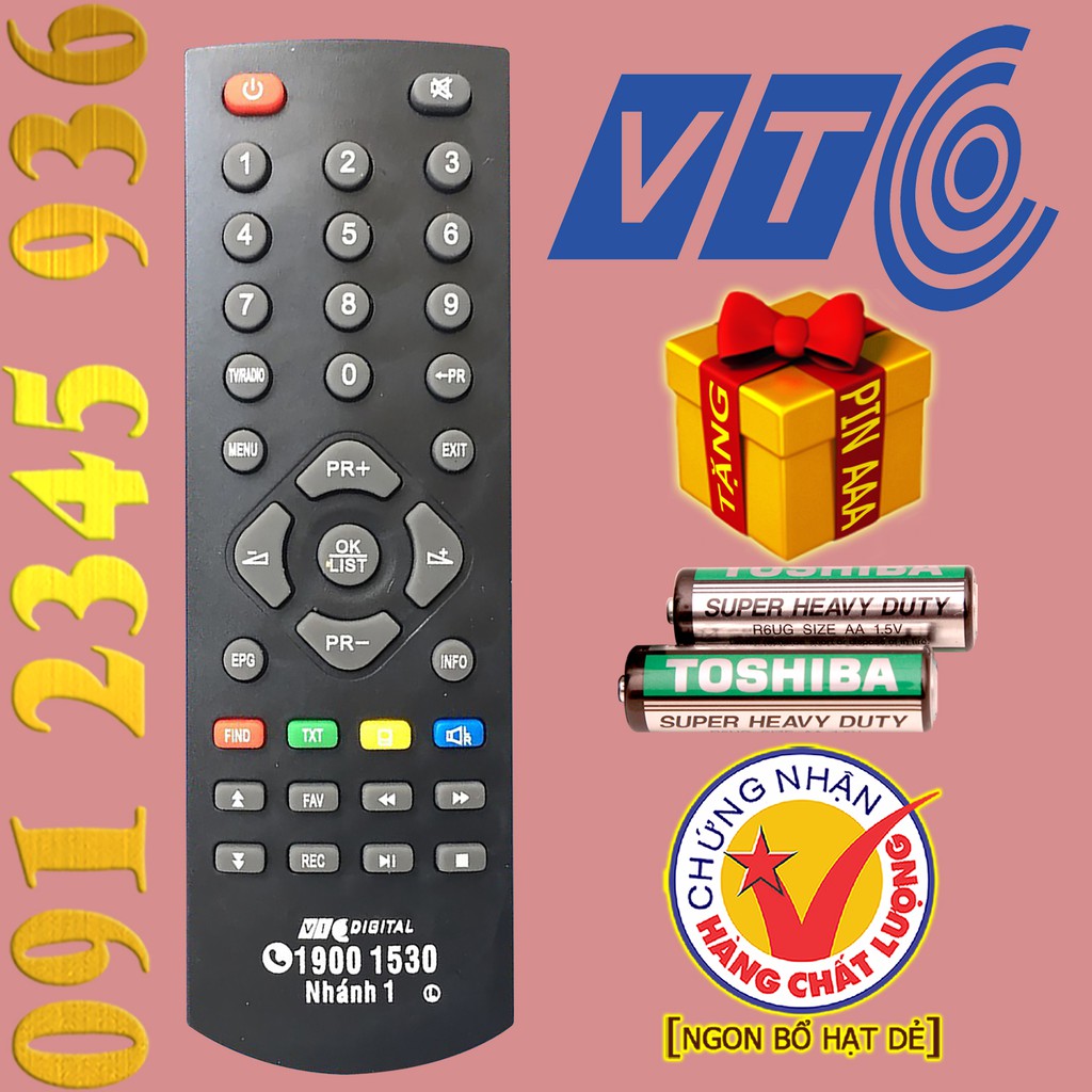 Điều khiển VTC T201 cho đầu kỹ thuật số TvBox. (Mẫu số 2)