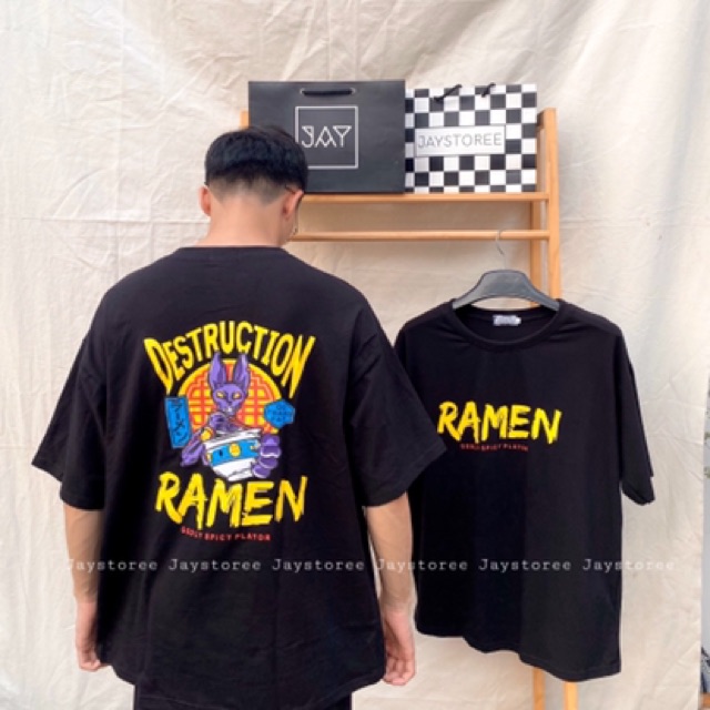 Áo Thun Unisex ❤️FREESHIP❤️ Áo Thun Tay Lỡ RAMEN màu ĐEN ☂️ Nam nữ unisex | BigBuy360 - bigbuy360.vn