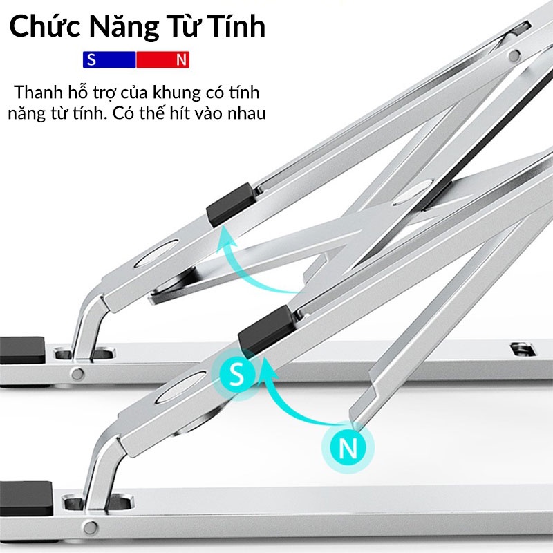 Giá Đỡ Laptop Stand WiWU S400 Bằng Nhôm, Có Thể Gấp Gọn, 6 Mức Độ Điều Chỉnh Độ Cao, Hỗ Trợ Tản Nhiệt Cho Macbook, iPad