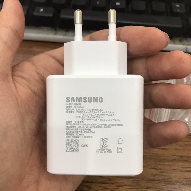 [Bh 1 đổi 1] ( Củ sạc + dây sạc ) Sạc siêu nhanh 45W Super Fast Charging Samsung Galaxy Note 10/ Note 10 Plus chính hãng