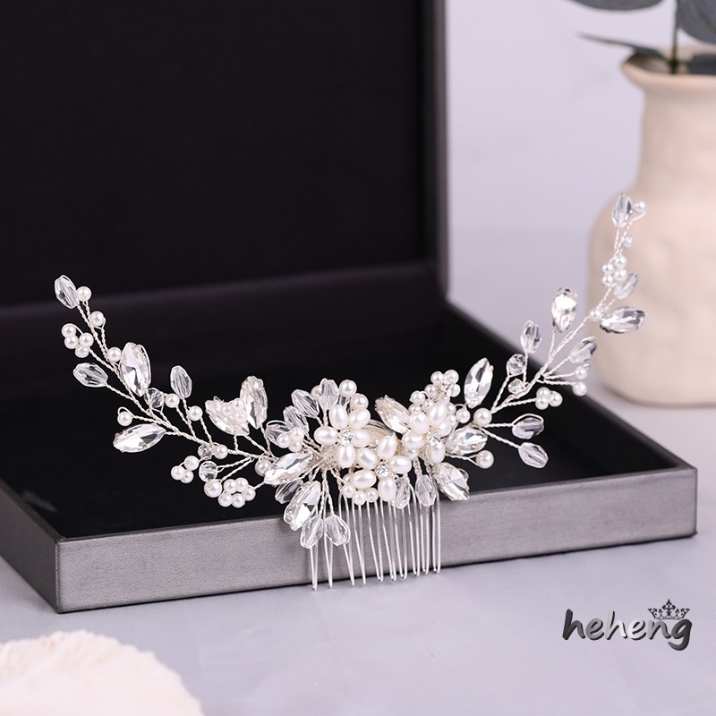 Lược Cài Tóc Dạng Cong Đính Hạt Ngọc Trai Nhân Tạo