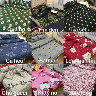 Bộ 1 Ga chun và 2 vỏ gối Cotton poly hoặc vỏ gối ôm, inbox chọn mẫu.