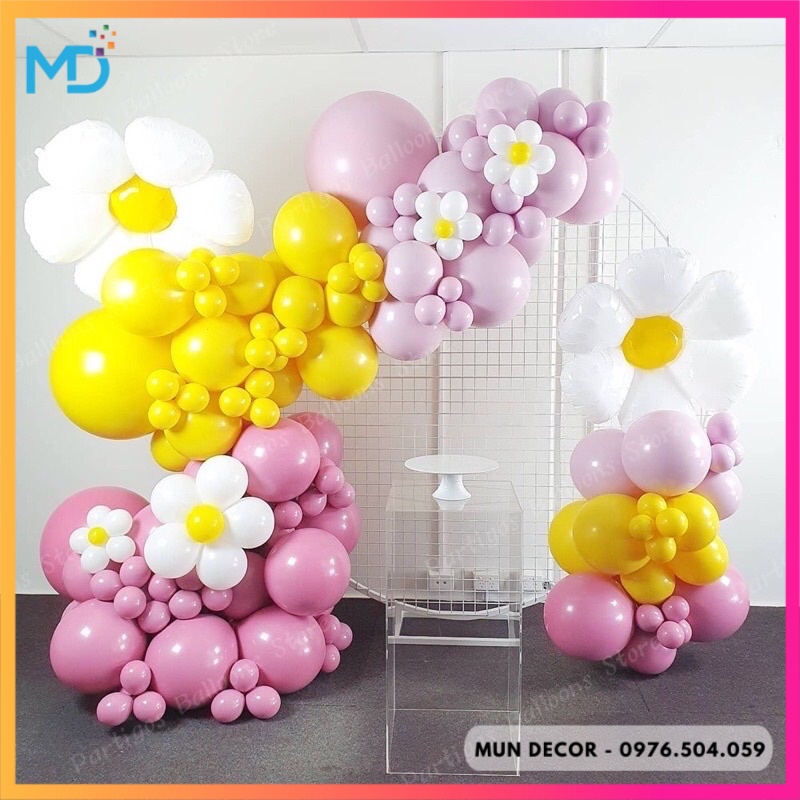 Bong Bóng Hoa Cúc Mặt Cười Trang Trí Sinh Nhật Decor Phong Cách Hàn Quốc