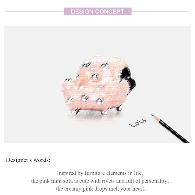 BAMOER Mặt Vòng cổ Bạc 925 Hình Ghế Sofa SCC1854 Thời Trang