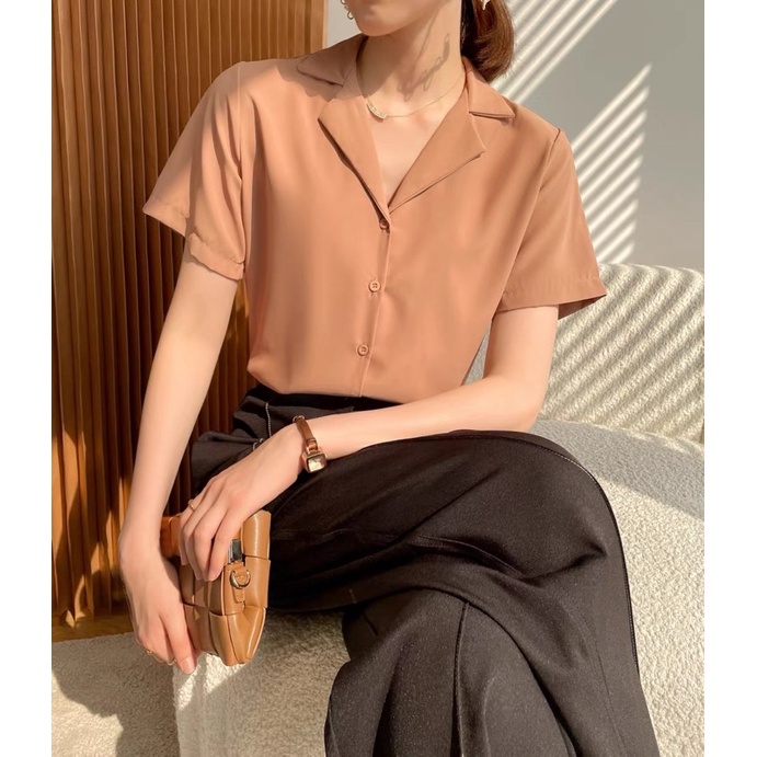 Áo sơ mi nữ, áo sơ mi nữ form rộng tay ngắn kiểu unisex tay lỡ hàn quốc cao cấp công sở, mặc đi học, AO006 | BigBuy360 - bigbuy360.vn